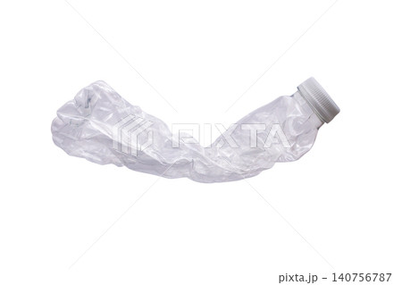 Crushed plastic bottle isolated on white background Crushed plastic bottle isolated on white background 140756787