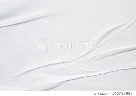 white crumpled and creased glued wrinkled paper poster texture background 140756985
