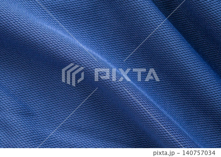 Blue sports clothing fabric football shirt jersey texture Blue sports clothing fabric football shirt jersey texture 140757034