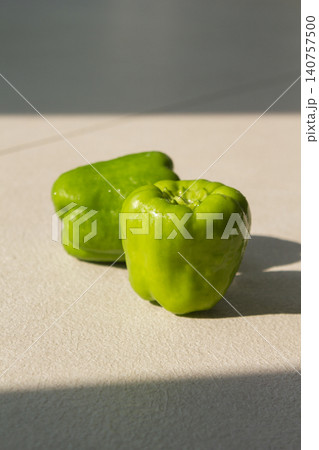 It is a close-up of a green bell pepper. It is a close-up of a green bell pepper. 140757500