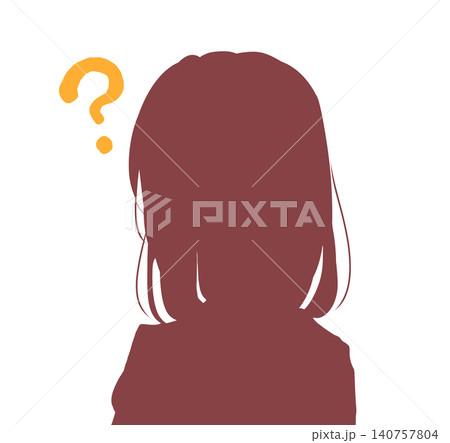 ゆるい女子学生 はてな シルエット ゆるい女子学生 はてな シルエット 140757804