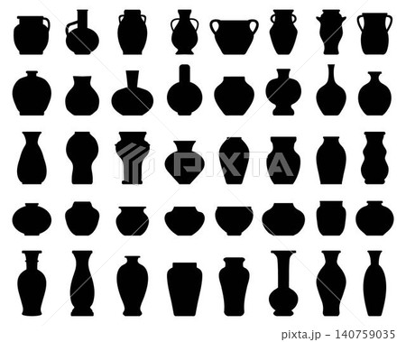 Black silhouettes of pottery and vases 140759035