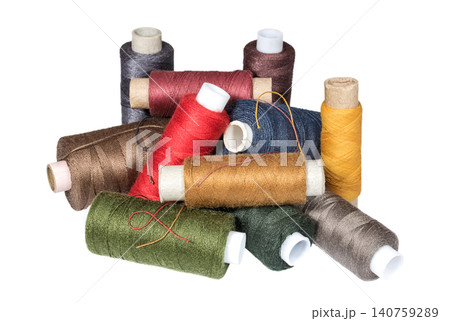 Heap of sewing threads coils Heap of sewing threads coils 140759289