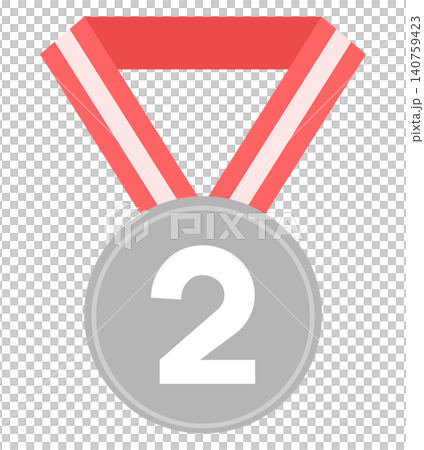 A simple silver medal with a ribbon. 140759423