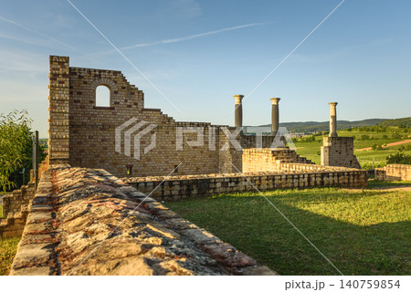 Villa Rustica Weilberg, reconstructed Roman estate and winery Rhineland-Palatinate, Germany Villa Rustica Weilberg, reconstructed Roman estate and winery Rhineland-Palatinate, Germany 140759854