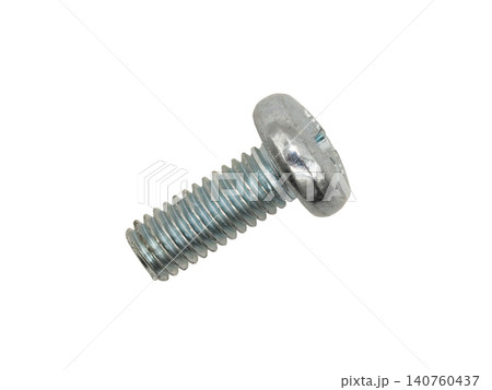 Single silver metal bolt screw isolated on white background. Single silver metal bolt screw isolated on white background. 140760437