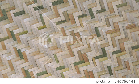Close-up of traditional hand-woven bamboo mat texture, natural and green wooden pattern background. Close-up of traditional hand-woven bamboo mat texture, natural and green wooden pattern background. 140760441