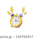 3D School Alarm Clock With Lightning. Cute illustration of a ringing school alarm clock 140760457