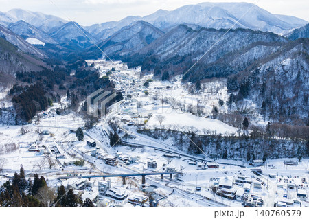 冬の山形県山形市 雪の立石寺(山寺) 五大堂からの眺望 冬の山形県山形市 雪の立石寺(山寺) 五大堂からの眺望 140760579