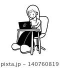 パソコンを触る女性（塗なし） 140760819