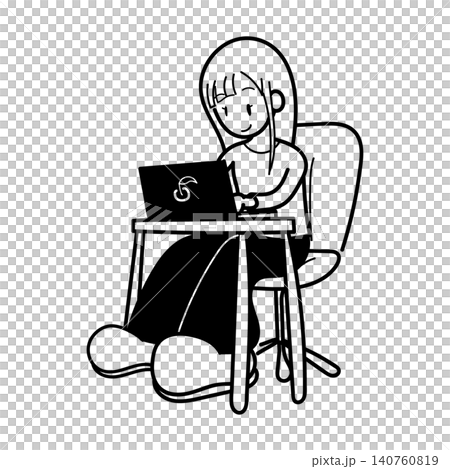 使用電腦的女子（未上色） 140760819