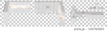 modern kitchen isolated on transparent background, home furniture, 3D illustration, cg render modern kitchen isolated on transparent background, home furniture, 3D illustration, cg render 140760863