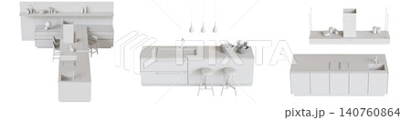 modern kitchen isolated on transparent background, home furniture, 3D illustration, cg render modern kitchen isolated on transparent background, home furniture, 3D illustration, cg render 140760864