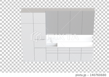 modern kitchen isolated on transparent background, home furniture, 3D illustration, cg render 140760880