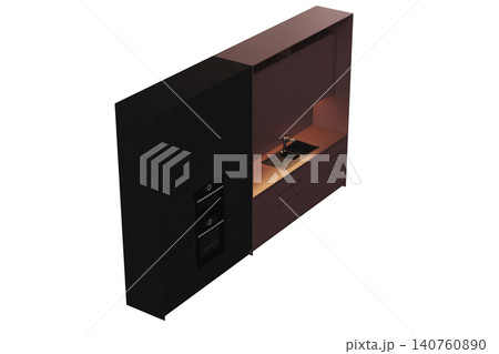 modern kitchen isolated on transparent background, home furniture, 3D illustration, cg render modern kitchen isolated on transparent background, home furniture, 3D illustration, cg render 140760890