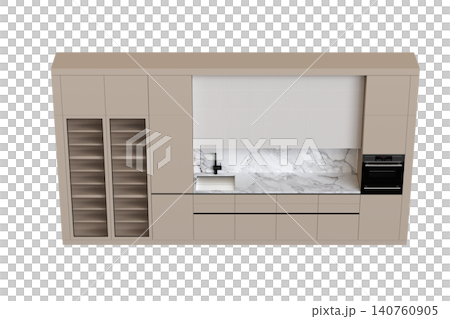 modern kitchen isolated on transparent background, home furniture, 3D illustration, cg render modern kitchen isolated on transparent background, home furniture, 3D illustration, cg render 140760905
