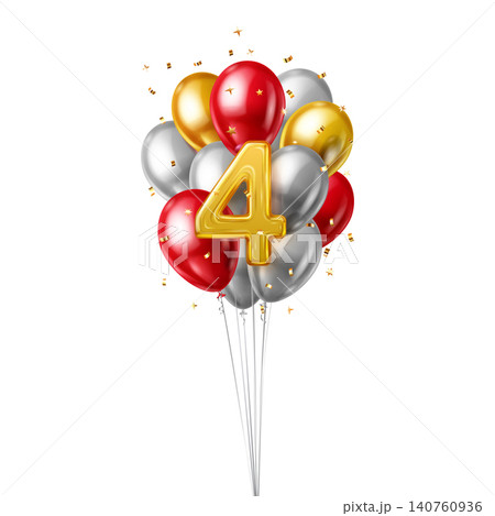 Number four balloon bouquet for celebration or birthday. 140760936