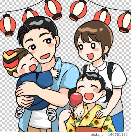 一家人享受夏日節日的插圖 一家人享受夏日節日的插圖 140761152