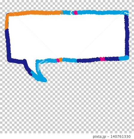 A set of speech bubbles drawn with blue crayons. Colorful frames. A set of speech bubbles drawn with blue crayons. Colorful frames. 140761330
