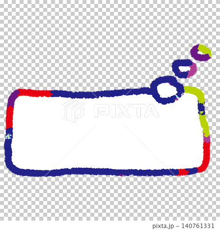 A set of speech bubbles drawn with blue crayons. Colorful frames. A set of speech bubbles drawn with blue crayons. Colorful frames. 140761331