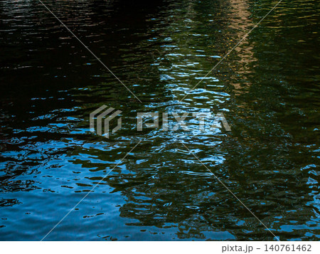 Old pond in a public park with a green water ripple wave texture background Old pond in a public park with a green water ripple wave texture background 140761462