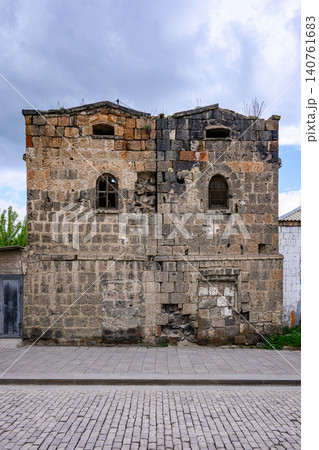 Historic ruin with exposed bricks and damaged roof Historic ruin with exposed bricks and damaged roof 140761683