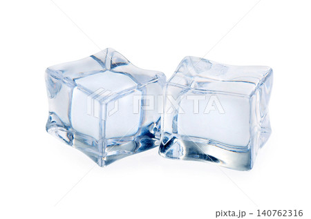 Crystal clear ice cubes isolated on white Crystal clear ice cubes isolated on white 140762316