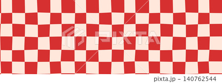 Distorted red checkerboard seamless vector pattern, Wavy squares, groovy warped plaid background Distorted red checkerboard seamless vector pattern, Wavy squares, groovy warped plaid background 140762544