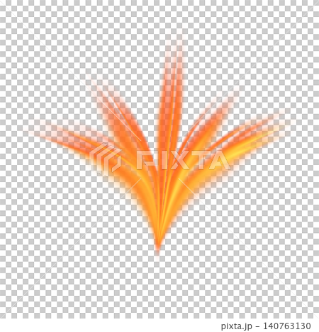 Abstract dynamic glowing fire wave element with orange and yellow light trails forming plant shape isolated 140763130