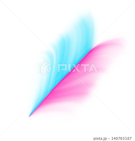 Abstract dynamic fluid wing shape with soft blurry brush strokes of cyan blue and vibrant pink isolated Abstract dynamic fluid wing shape with soft blurry brush strokes of cyan blue and vibrant pink isolated 140763187