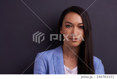 Portrait, serious and business woman in studio isolated on a grey background mockup space for job. Face, confident professional and entrepreneur, employee or consultant working in Mexico for career Portrait, serious and business woman in studio isolated on a grey background mockup space for job. Face, confident professional and entrepreneur, employee or consultant working in Mexico for career 140763331