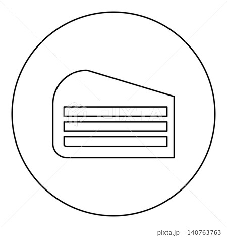 Piece of cake slice icon in circle round black color vector illustration image outline contour line thin style Piece of cake slice icon in circle round black color vector illustration image outline contour line thin style 140763763