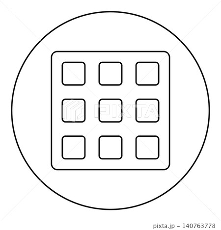Belgian waffle Dessert template shape square icon in circle round black color vector illustration image outline contour line thin style 140763778