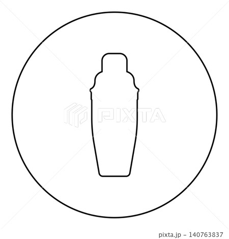 Cocktail shaker bar icon in circle round black color vector illustration image outline contour line thin style 140763837