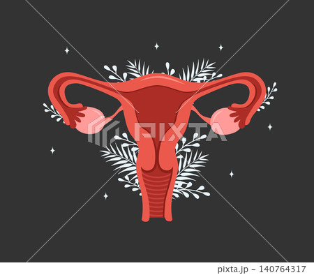 Human uterus icon. Internal organ scan and diagnosis. Treatment of uterine and reproductive system diseases. Flat vector illustration Human uterus icon. Internal organ scan and diagnosis. Treatment of uterine and reproductive system diseases. Flat vector illustration 140764317