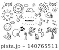 夏のかわいい手描きイラストセット素材 140765511