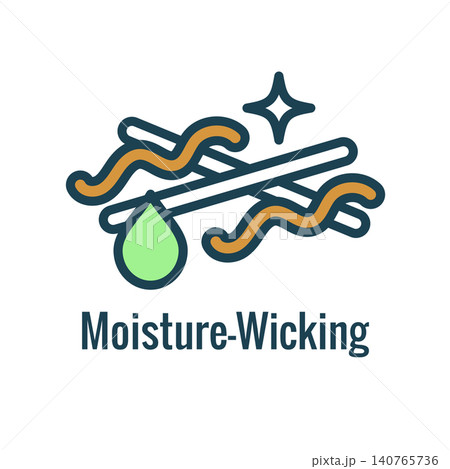 Fabric Features Icon Set Showing Moisture Wicking Fabric Concept Fabric Features Icon Set Showing Moisture Wicking Fabric Concept 140765736
