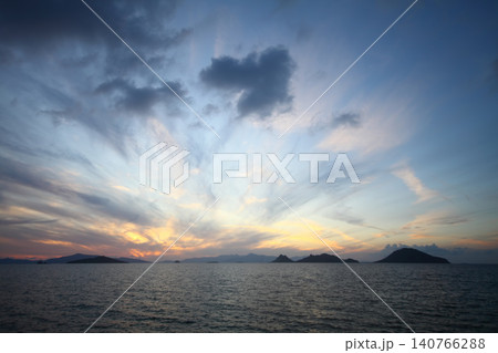 Seaside town of Turgutreis and spectacular sunsets Seaside town of Turgutreis and spectacular sunsets 140766288