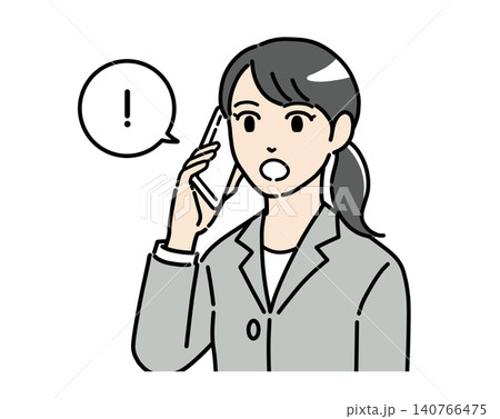 電話に驚くスーツ姿の若い女性のイラスト カラー 電話に驚くスーツ姿の若い女性のイラスト カラー 140766475