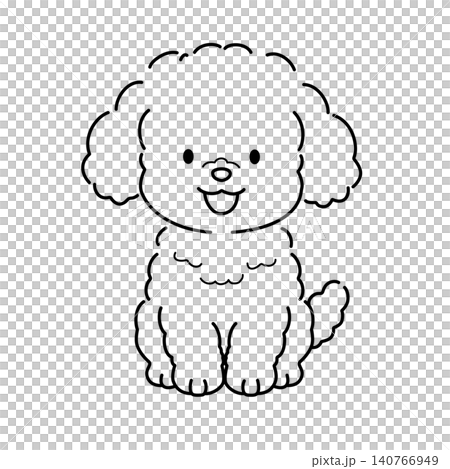 玩具貴賓犬全身線描插圖 玩具貴賓犬全身線描插圖 140766949