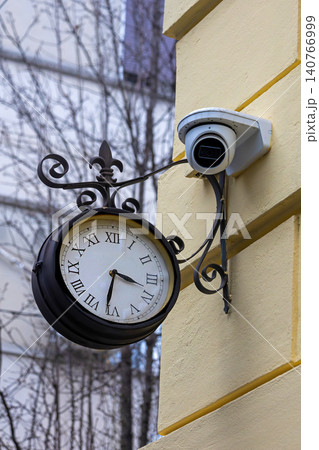 City clock with cctv camera 140766999