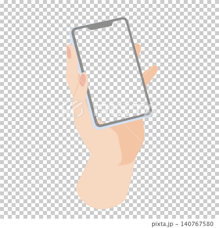 Illustration of a left hand operating a smartphone Illustration of a left hand operating a smartphone 140767580