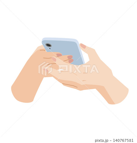 スマホを操作する両手のイラスト 140767581