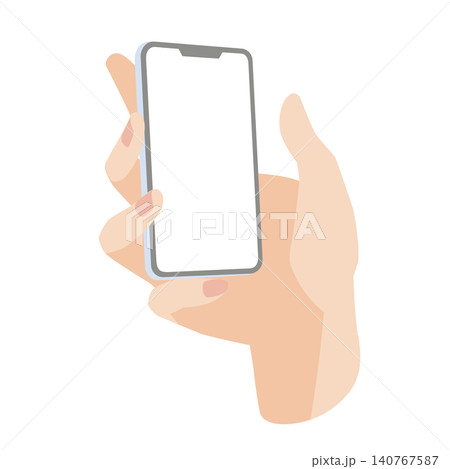 スマホを操作する右手のイラスト(画面透明) スマホを操作する右手のイラスト(画面透明) 140767587
