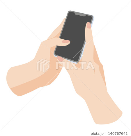スマホを操作する両手のイラスト 140767641