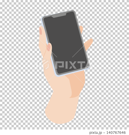 Illustration of a left hand operating a smartphone Illustration of a left hand operating a smartphone 140767646