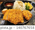 Japanese Crispy Fried Pork Cutlet Tonkatsu with Cabbage and Dipping Sauce 140767658