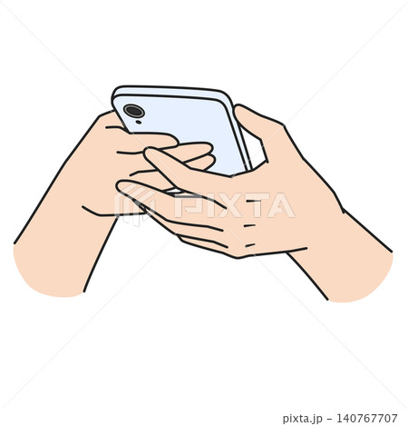 スマホを操作する両手のイラスト スマホを操作する両手のイラスト 140767707