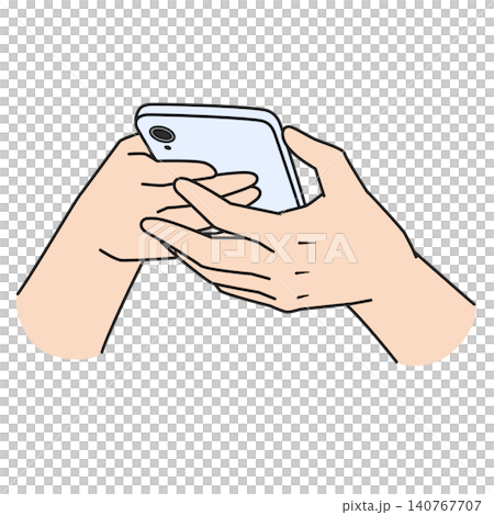 スマホを操作する両手のイラスト スマホを操作する両手のイラスト 140767707