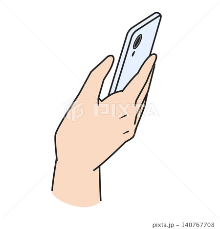 スマホを操作する右手のイラスト 140767708